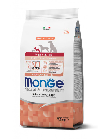 Monge monoprotein sausas pašaras mažų veislių šuniukams su lašiša, 2,5kg
