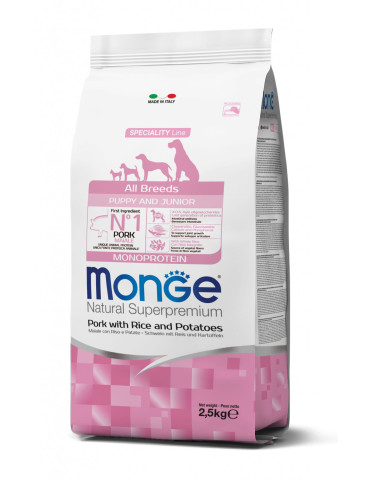 Monge monoprotein sausas pašaras šuniukams su kiauliena, 2,5kg