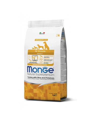 Monge Monoprotein sausas pašaras suaugusiems šunims su kalakutiena 12kg