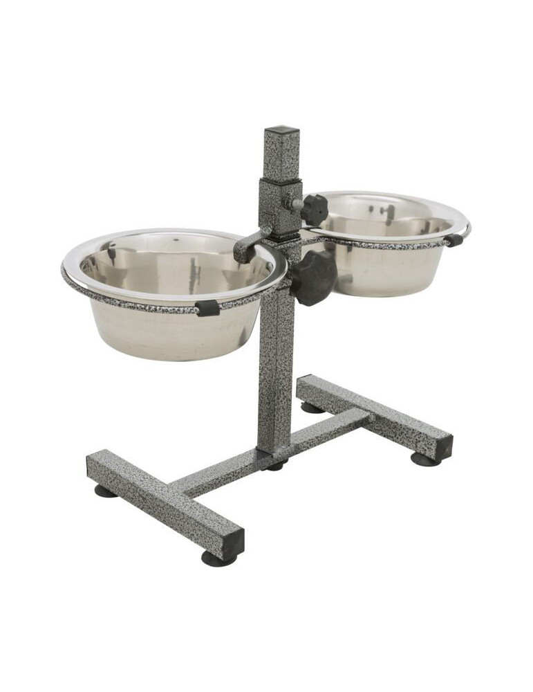 TRIXIE  Stovas su dubenėliais, reg. aukštis, nerūd. plienas-metalas, 2x2.8 l, ø 24 cm TRIXIE  Stovas su dubenėliais, reg. aukštis, nerūd. plienas-metalas, 2x2.8 l, ø 24 cm