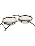 TRIXIE  Dubenėlių kompl., keramika-metal., 2x0.25 l, ø 13 cm-27x7x14 cm, baltas-juodas