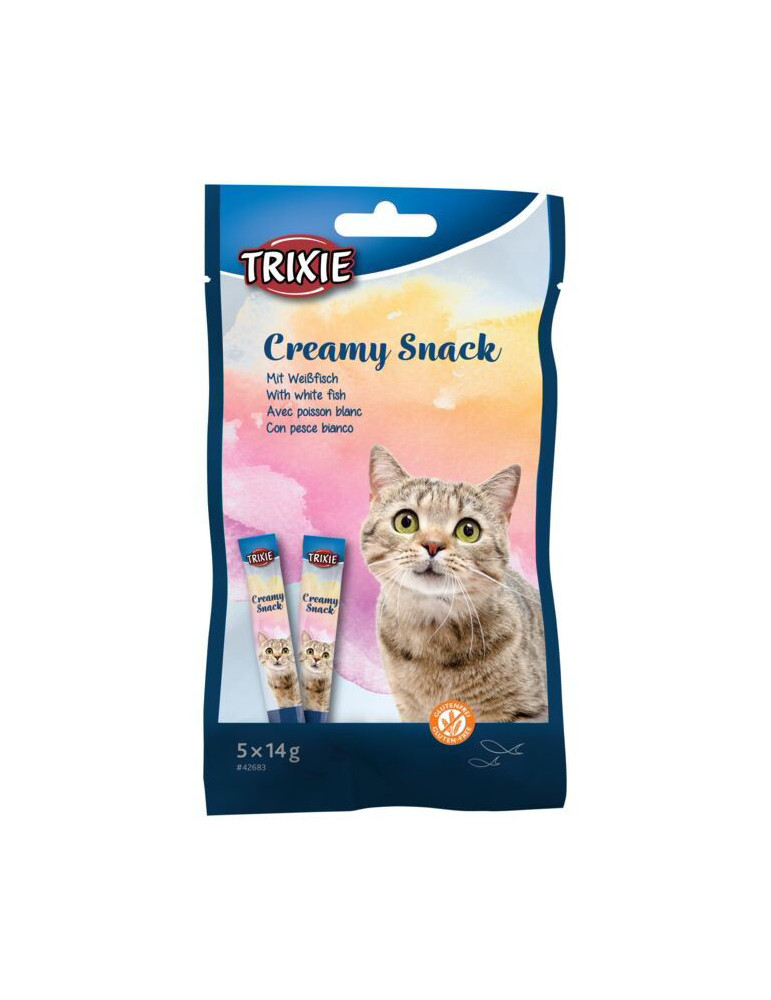 TRIXIE kreminis skanėstas katėms su tunu ir balta žuvim, 5x14 g TRIXIE kreminis skanėstas katėms su tunu ir balta žuvim, 5x14 g