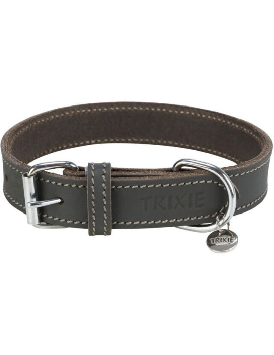 TRIXIE Rustic rieb. odos antkaklis, L-XL 57-66cm/30mm, pilkas