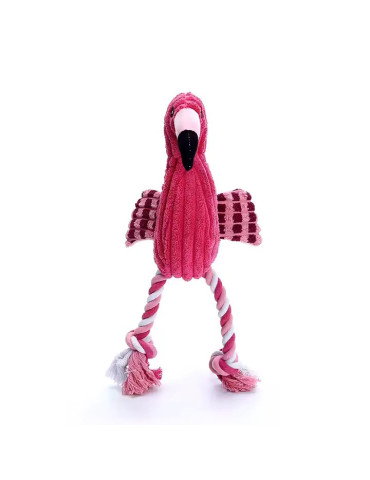 Rožinis pliušinis šunų žaislas,  flamingas
