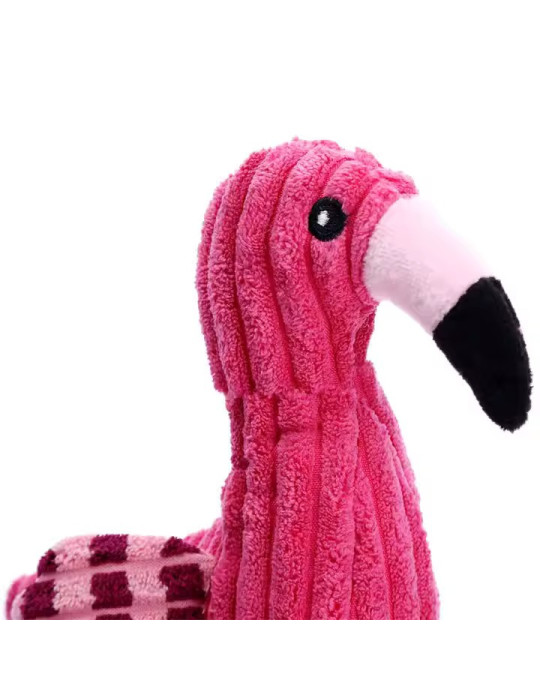 Rožinis pliušinis šunų žaislas,  flamingas