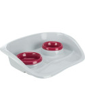 TRIXIE Dubenėlių kompl. su padėklu, plastikas, 0.25 l/9cm, 0.3 l/11cm 46x11x30cm pilka/įv.