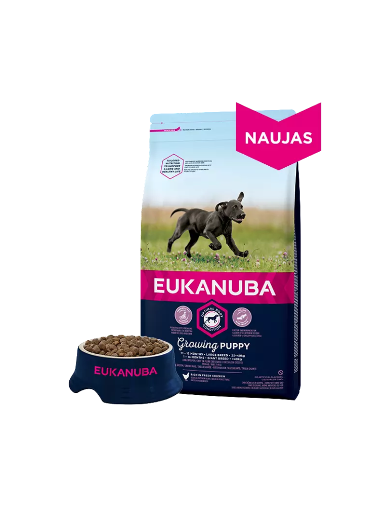Eukanuba Large Puppy visavertis pašaras didelių veislių jauniems šuniukams su vištiena 15kg Eukanuba Large Puppy visavertis pašaras didelių veislių jauniems šuniukams su vištiena 15kg