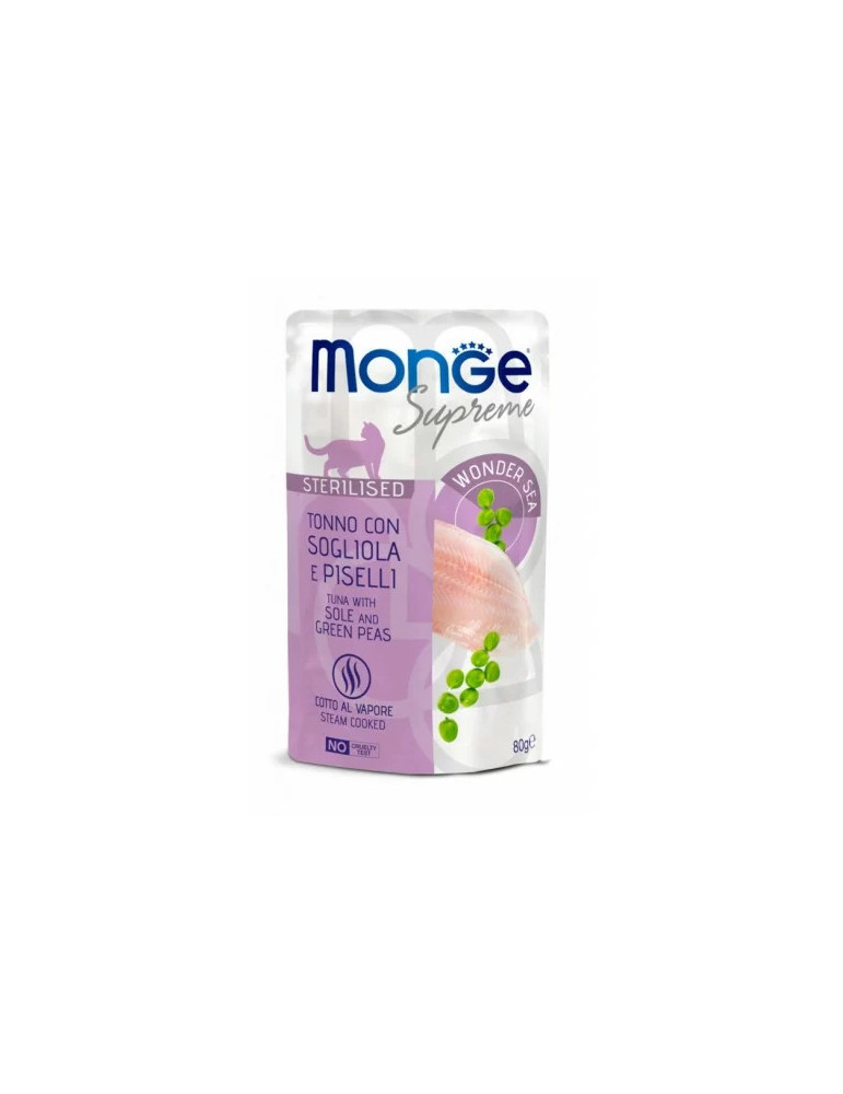 M06781 Monge SUPREME - Cat Wet Pouches Tuna with sole and green peas - Sterilised 80g (24)