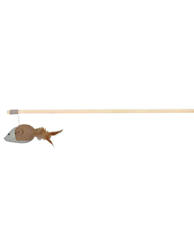 TRIXIE Meškerė su pele ir plunksnomis, medis/džiutas, 50 cm TRIXIE Meškerė su pele ir plunksnomis, medis/džiutas, 50 cm