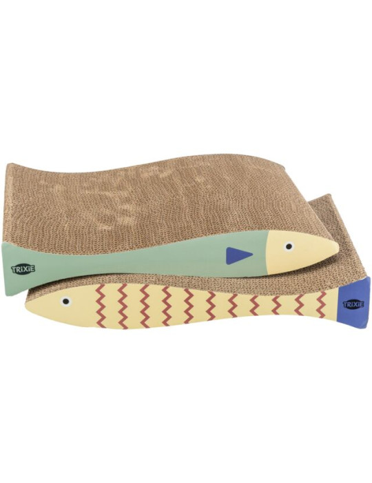 TRIXIE Žuvies formos kartono draskyklė, katžolė, 2 vnt., 40 × 30 × 11 cm, mėtų/kreminė