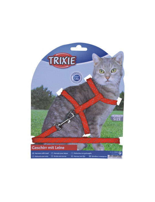 TRIXIE Kačiukų petnešos su pavadėliu, atspind., 27-45cm/10mm, 1.3m