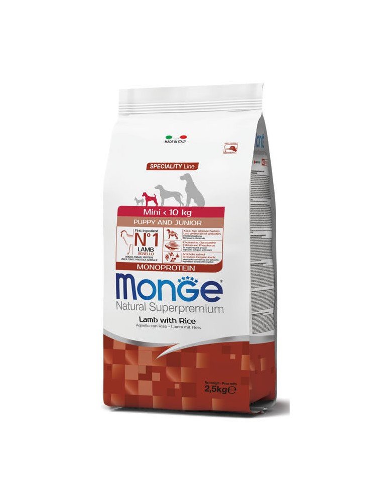 Monge mini puppy sausas pašaras (ėriena ir ryžiai) 2,5kg
