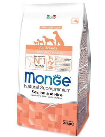 Monge Spec. Line sausas maistas šuniukams su lašiša ir ryžiais 0,8kg