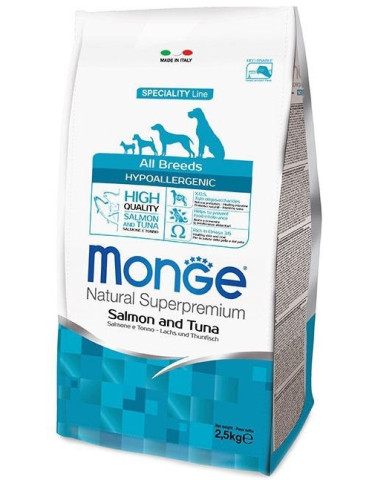 Monge hipoalerginis sausas pašaras šunims su lašiša 2,5kg