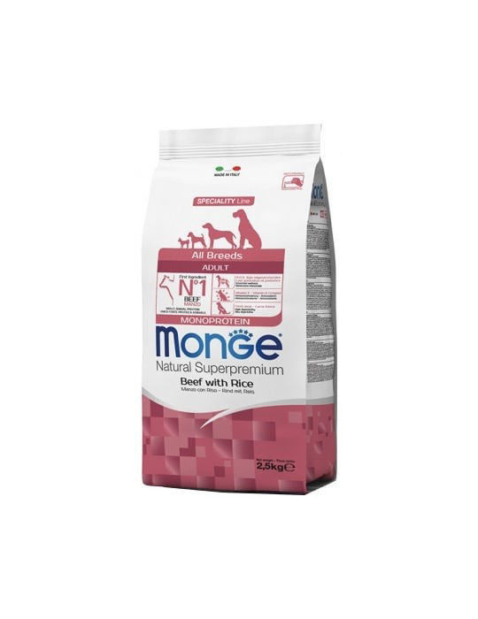 Monge Monoprotein adult sausas pašaras su jautiena ir ryžiais 2,5kg