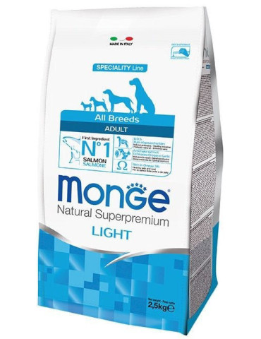 Monge Light sausas pašaras šunims su lašiša ir ryžiais 12kg