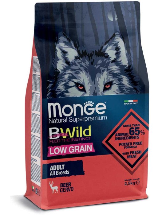 Monge BWild adult sausas pašaras (elniena) 2,5kg