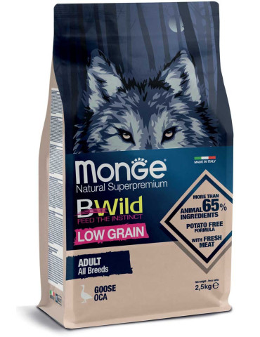 Monge BWild sausas pašaras šunims su žąsiena 2,5kg