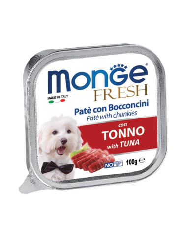 Monge Fresh paštetas šunims su tuno gabalėliais 100g