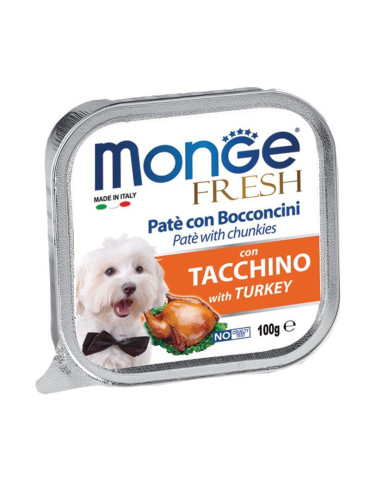 Monge Fresh paštetas šunims su kalakutienos gabalėliais 100g