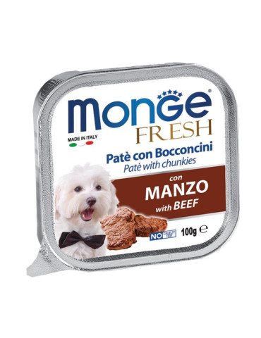 Monge Fresh paštetas šunims su jautienos gabalėliais 100g
