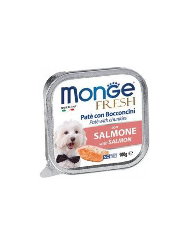 Monge Fresh paštetas šunims su lašišos gabalėliais 100g