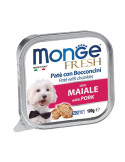 Monge Fresh paštetas šunims su kiaulienos gabalėliais 100g