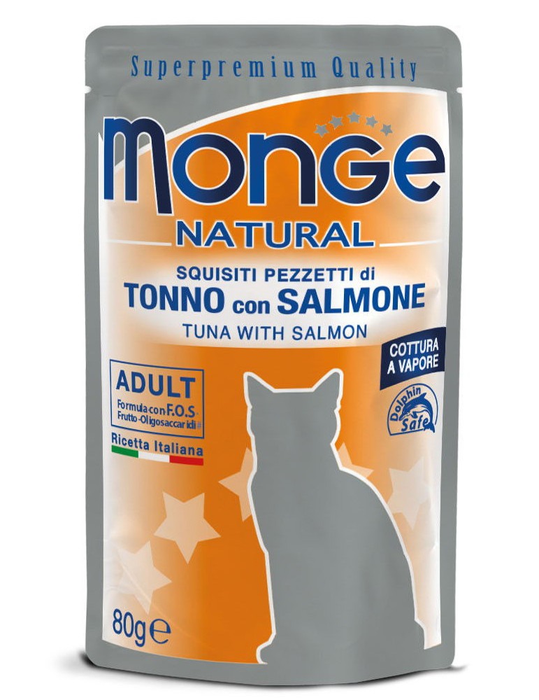 Monge Natural kons. pašaras suaugusioms katėms tunas, lašiša želėje 80g