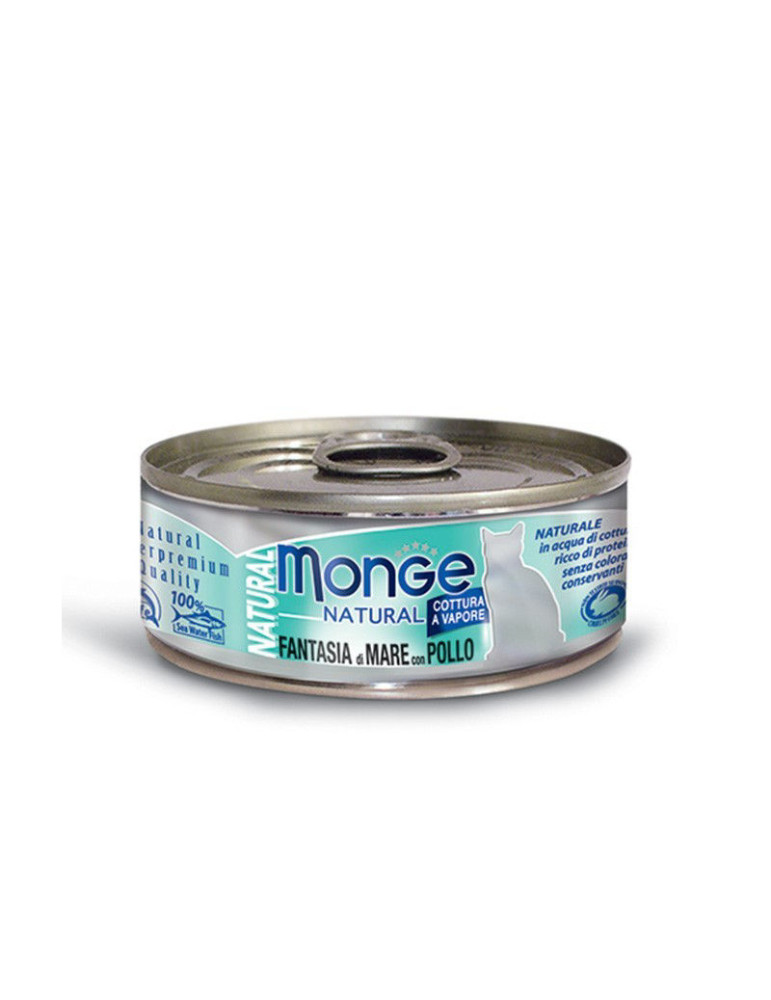 Monge kons. pašaras katėms su gardžiomis jūros gėrybėmis ir vištiena 80g