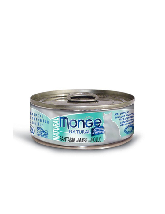 Monge kons. pašaras katėms su gardžiomis jūros gėrybėmis ir vištiena 80g