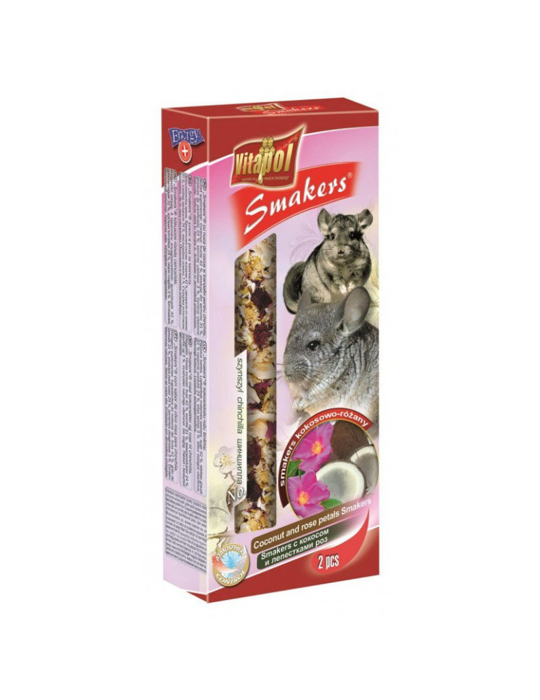 Vitapol Smakers su kokosais ir rožių žiedlapiais skanėstas šinšiloms 90g (2 vnt)