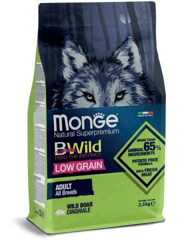 Monge BWild adult sausas pašaras suaugusiems šunims su šerniena 12kg