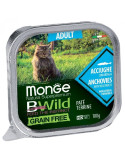Monge BWild adult paštetas katėms su ančiuviais ir daržovėmis 100g