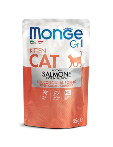 Monge GRILL Kitten konservuotas pašaras kačiukams su lašiša 85g