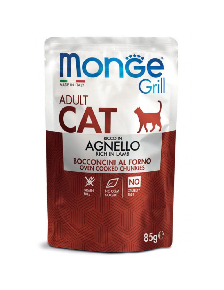 Monge GRILL Adult  konservuotas pašaras katėms su ėriena 85g Monge GRILL Adult  konservuotas pašaras katėms su ėriena 85g