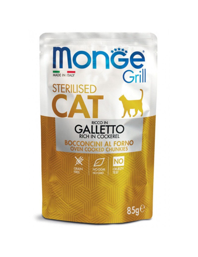 Monge Grill Sterilised  konservuotas pašaras sterilizuotoms katėms su vištiena 85g Monge Grill Sterilised  konservuotas pašaras sterilizuotoms katėms su vištiena 85g
