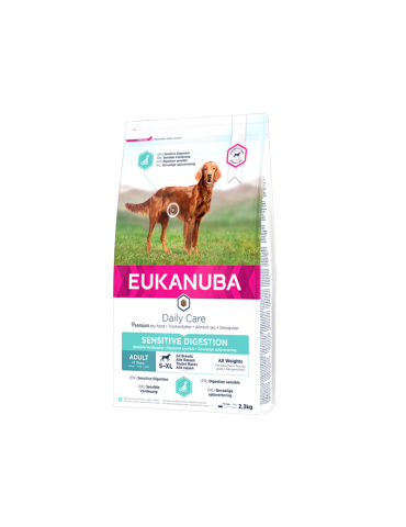 Eukanuba Sensitive Digestion pašaras jautrų skrandį turintiems šunims - 12kg