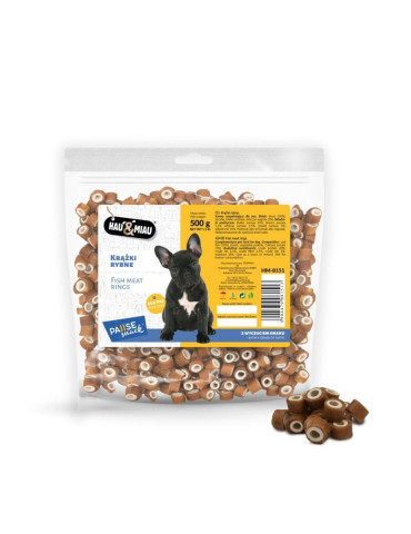 Hau&Miau minkšti mini žuvies žiedai šunims 500g