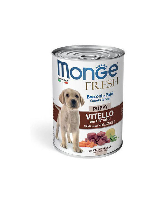 Monge Fresh Puppy konservuotas pašaras jauniems šunims su vištiena 400g Monge Fresh Puppy konservuotas pašaras jauniems šunims su vištiena 400g